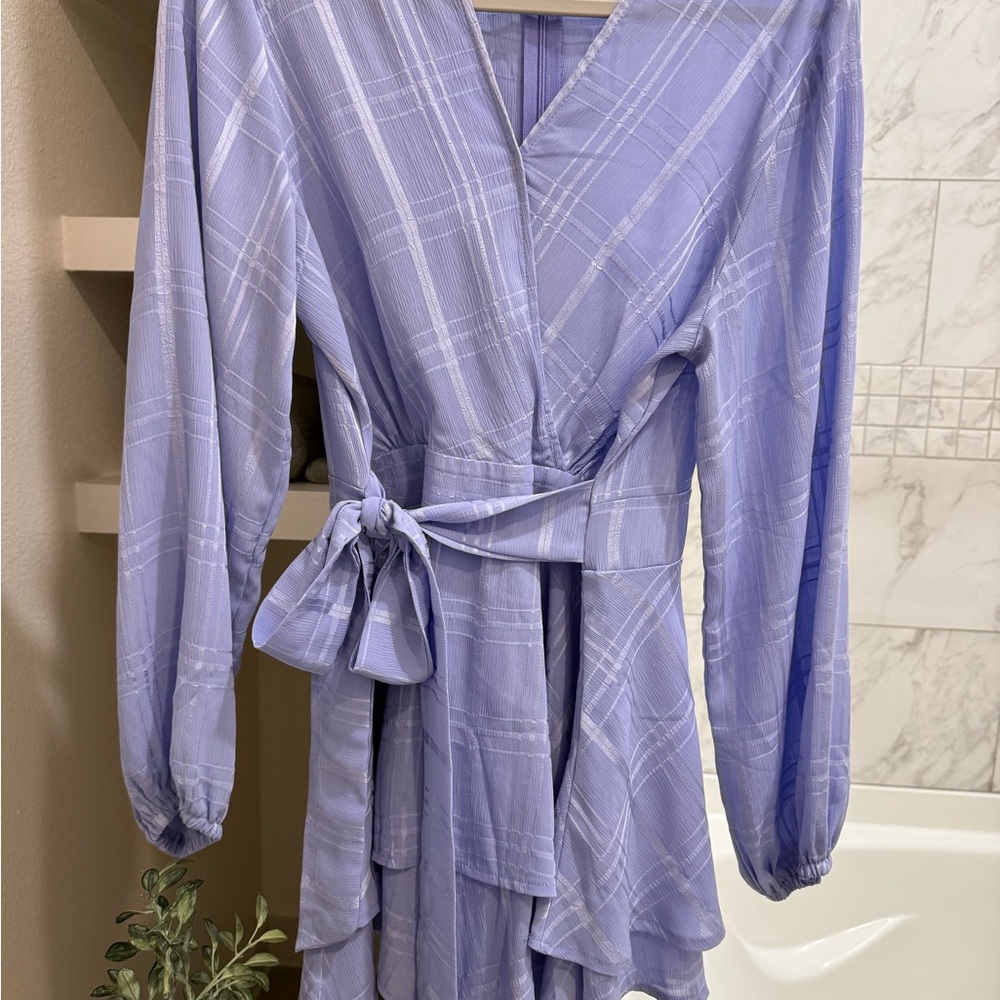 Lavender Plaid Wrap Romper